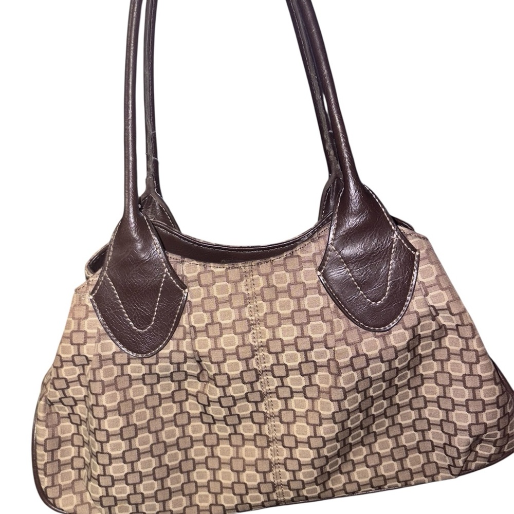 Nine West Brown Shoulder Bag with Geometric Pattern
